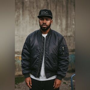 Southpole Men’s Black Puffer Aviator Bomber Utility Jacket Coat Sz L Streetwear